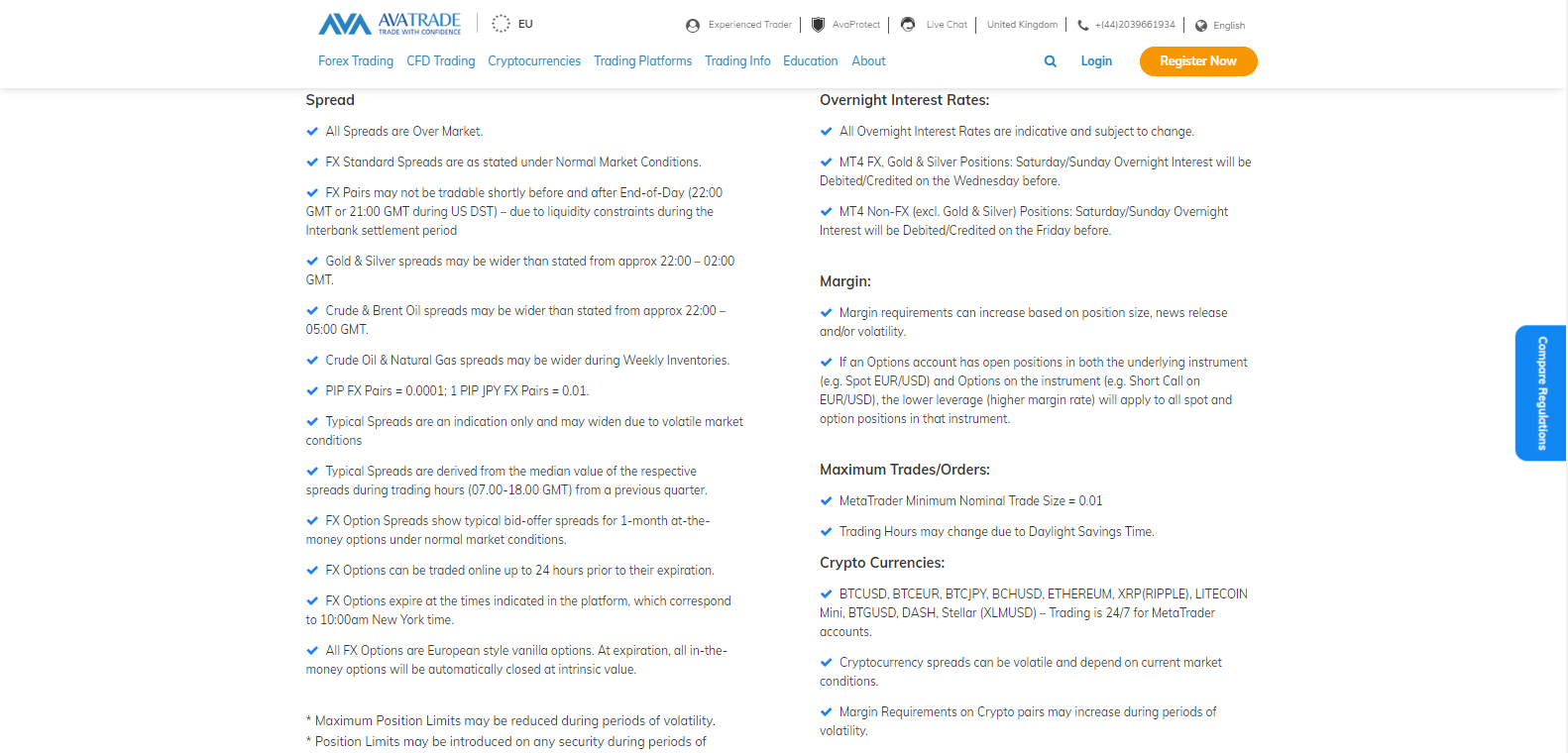 AvaTrade Trading conditions AvaTrade Trading conditions